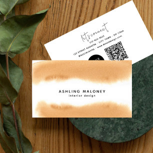 Modern Mocha Coffee Watercolor Natural Minimalist Business Card