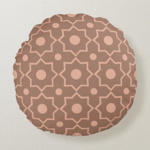Modern Mocha Mousse Dusty Pink Geometric Shape  Round Pillow