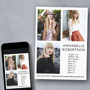 Modern Model Actor 3 Photo Comp Card