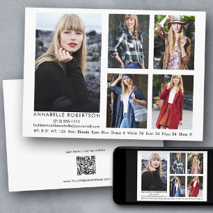 Modern Model Actor 5 Photo QR Code Back Comp Card