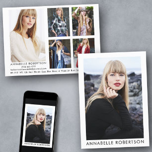 Modern Model Actor 6 Photo Comp Card