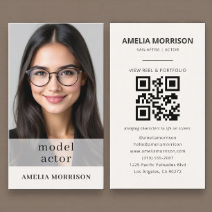 Modern Model Actor Photo QR Code Business Card