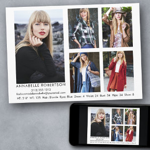 Modern Model and Actor 5 Photo Comp Card