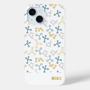 Modern Molecule Chemistry Pattern Personalized iPhone 15 Case