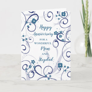 Modern Mom and Stepdad Wedding Anniversary Card