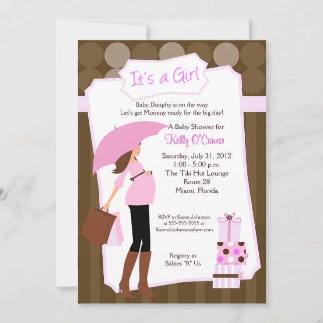 Modern Mom Baby Shower Invitation - Baby Girl! (Front)
