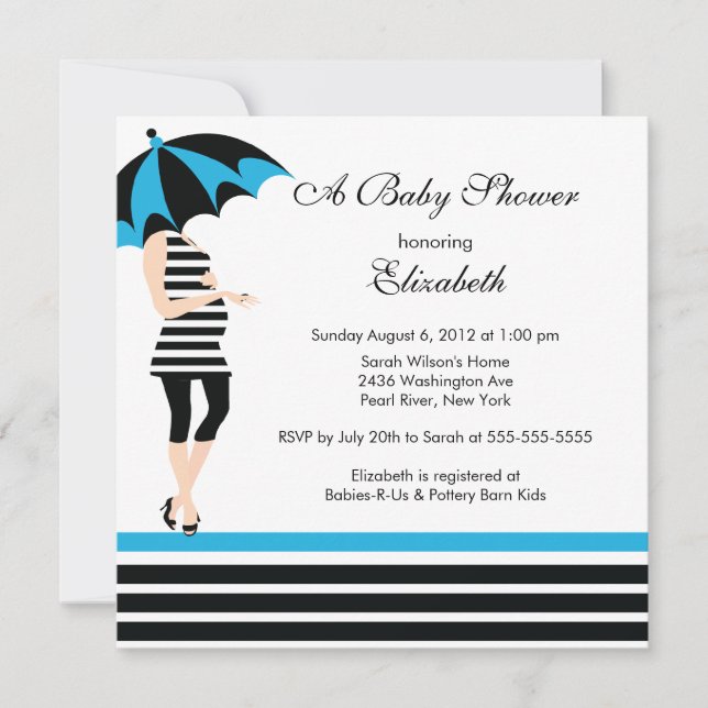 Modern Mom Boy Baby Shower Invitations (Front)
