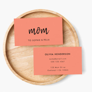 Modern Mom   Coral Pink Mommy Contact Card