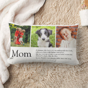 Modern Mom Definition Quote 3 Photo Collage Lumbar Pillow