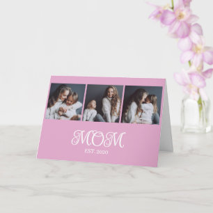 Modern Mom Established 3 Photo Mother's Day  Card