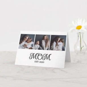 Modern Mom Established 3 Photo Mother's Day Card