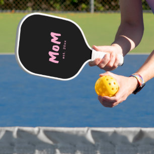 Modern Mom Established Pink Typography Pickleball Paddle