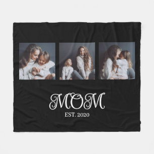 Modern Mom Established Script Black 3 Photo Fleece Blanket