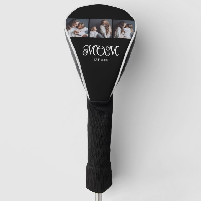 Modern Mom Established Script Black 3 Photo Golf Head Cover (Front)