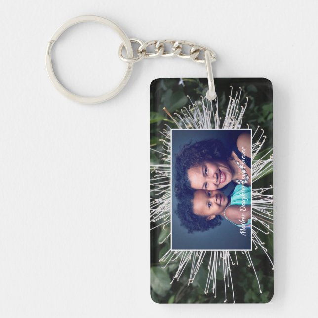 Modern Mom Family Love Photo Personalize Keychain (Front)