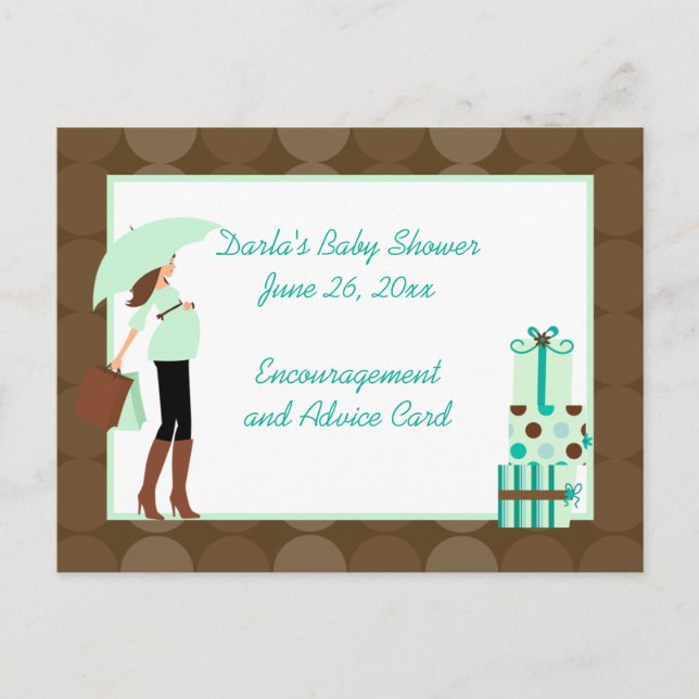 Modern Mom (Green) Baby Shower Advice Cards (Front)