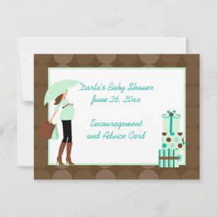 Modern Mom (Green) Baby Shower Advice Cards
