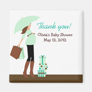 Modern Mom (Green) Baby Shower Favour Magnet