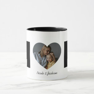 Modern Mom Heart Photo Name Mother's Day Mug