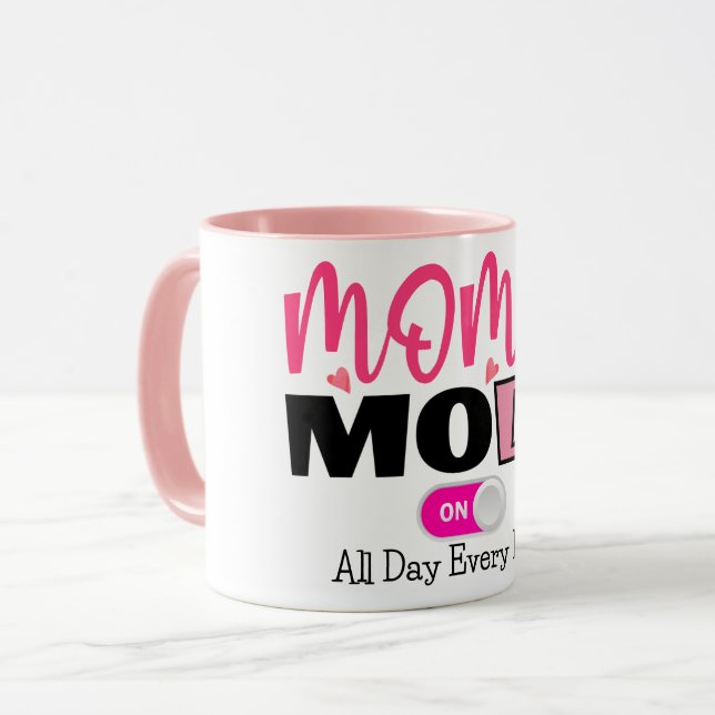 Modern Mom Mode Pink Heart Coffee Mug (Front Left)