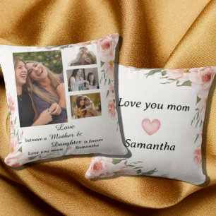 Modern Mom Mother Daughter Quotes 4 Photo Collage  Throw Pillow