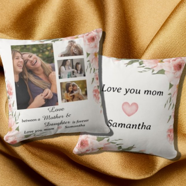 Modern Mom Mother Daughter Quotes 4 Photo Collage  Throw Pillow (Creator Uploaded)