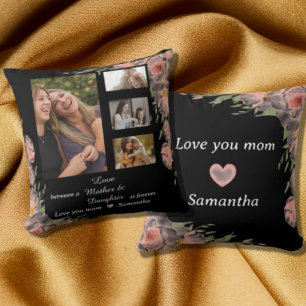 Modern Mom Mother Daughter Quotes 4 Photo Collage  Throw Pillow