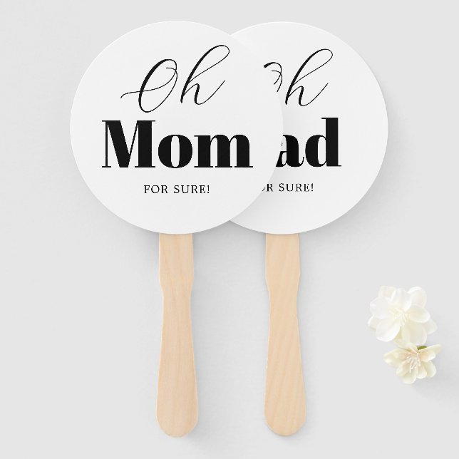 Modern Mom or Dad Baby Shower Game Hand Fan (Front and Back)