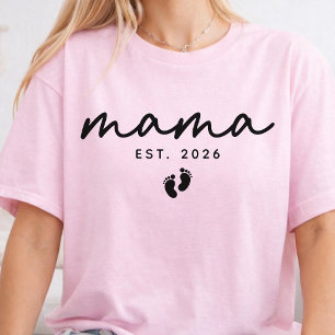 Modern Mom Personalized Script Mama Mom Life Shirt