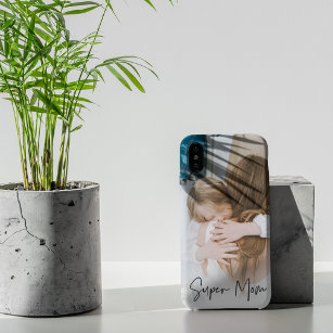 Modern Mom Photo & Super Mom Text   Gift For Mom Case-Mate iPhone Case