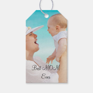 Modern Mom Photo & Super Mom Text   Gift For Mom  Tags