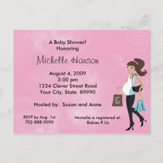 Modern Mom Pink Baby Shower Invitation Postcard