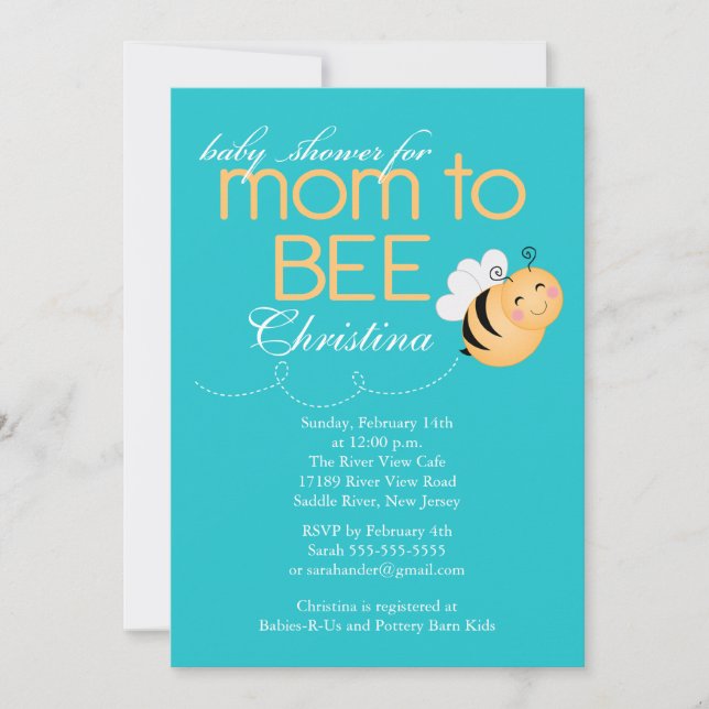 Modern Mom to Bee Baby Shower Invitation (Front)