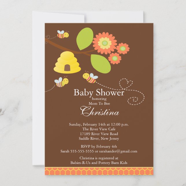 Modern Mom to Bee Baby Shower Invitation (Front)