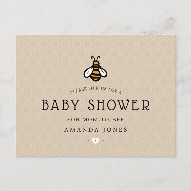 Modern Mom-To-Bee Baby Shower Invitation Postcard (Front)