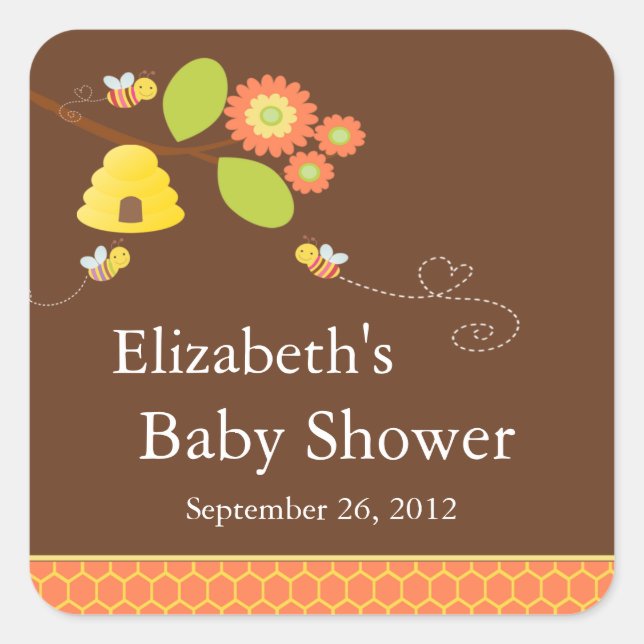 Modern Mom to Bee Baby Shower Sticker (Front)
