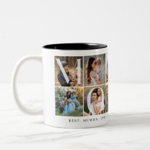 Modern Momma Collage, 10 Photo Grid, Gift for Mom Two-Tone Coffee Mug