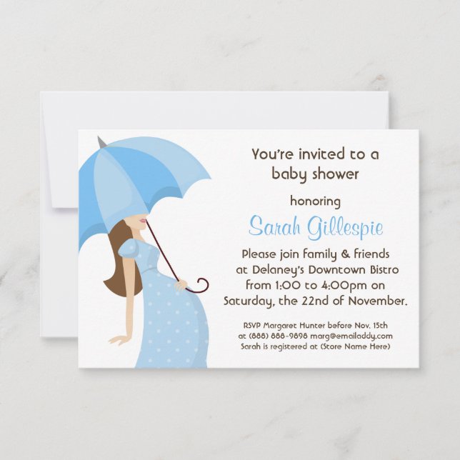 Modern Mommy Blue Boy Baby Shower Party Invitation (Front)
