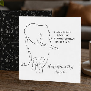Modern Mommy Elephant Line Art Mother's Day Card