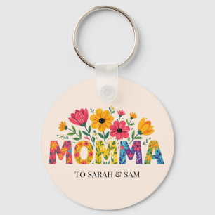 Modern Mommy Kids Names Mother's Day  Keychain
