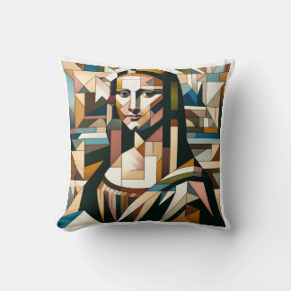 Modern Mona Lisa Stained Glass Style T-Shirt Throw Pillow