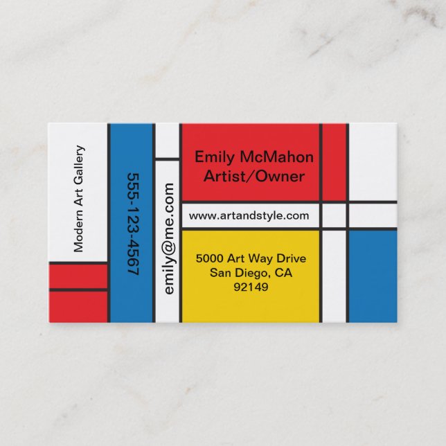 Modern Mondrian Inspired business cards (Front)