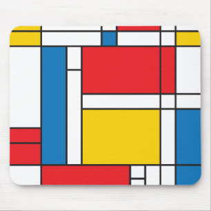 Modern Mondrian Inspired Graphic Pattern Mouse Pad