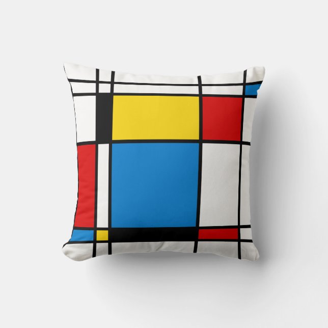 Modern Mondrian Inspired Modern Art Throw Pillow (Front)