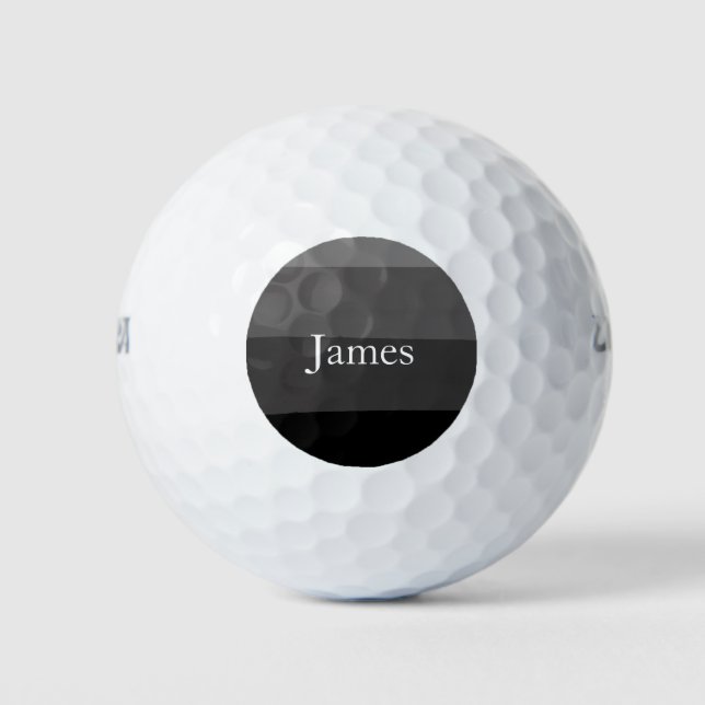Modern Monochromatic Design Custom Name Golf Balls (Front)