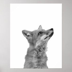 Modern Monochromatic Fox Cabin Mountain Poster