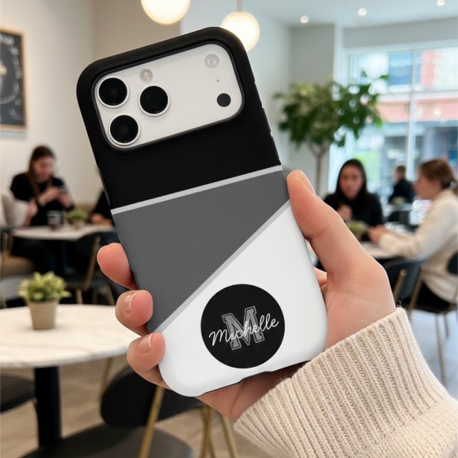 Modern Monochrome Black White Gray Geometric (Créateur téléchargé)