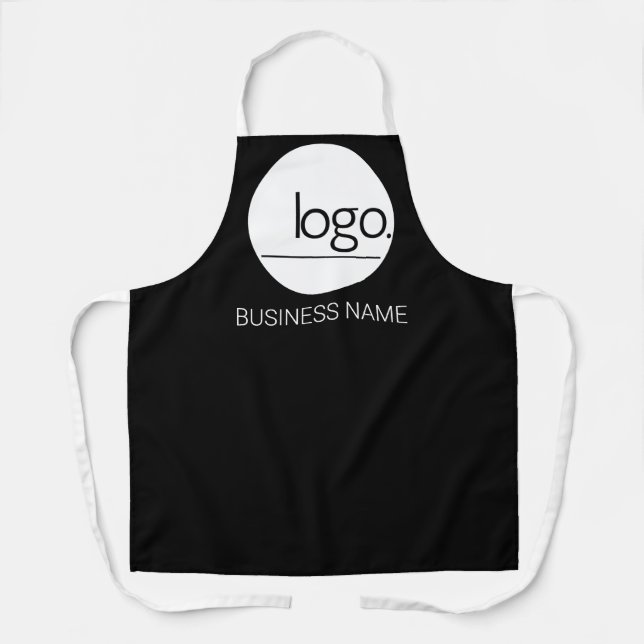 MODERN MONOCHROME BUSINESS BRAND UNIFORM LOGO NAME APRON (Front)
