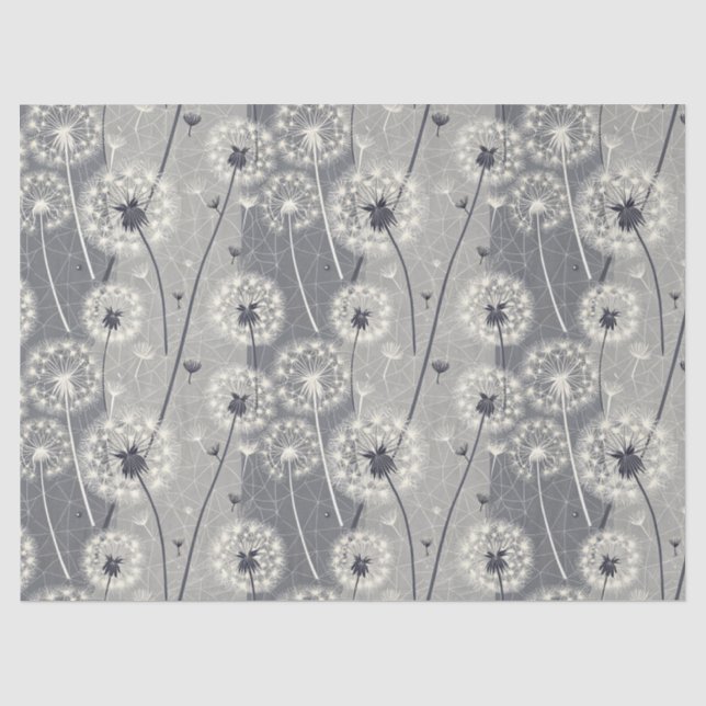 Modern Monochrome Dandelion Tissue Paper (Front)