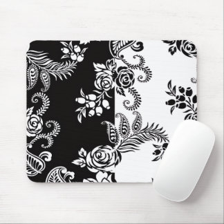 Modern Monochrome Floral Ergonomic Gel Mouse Pad
